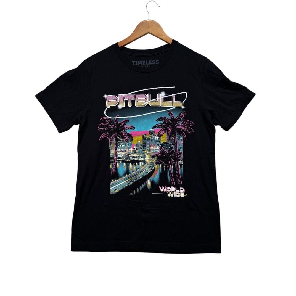 2022 Timeless Pitbull MR Worldwide Miami Tour Rare Cuban Music Concert T-Shirt M